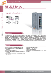 Thumbnail of document Data Sheet - NS-205 5 Unmanaged 10/100Mbps Fast Ethernet Ports w/Auto Negotiation